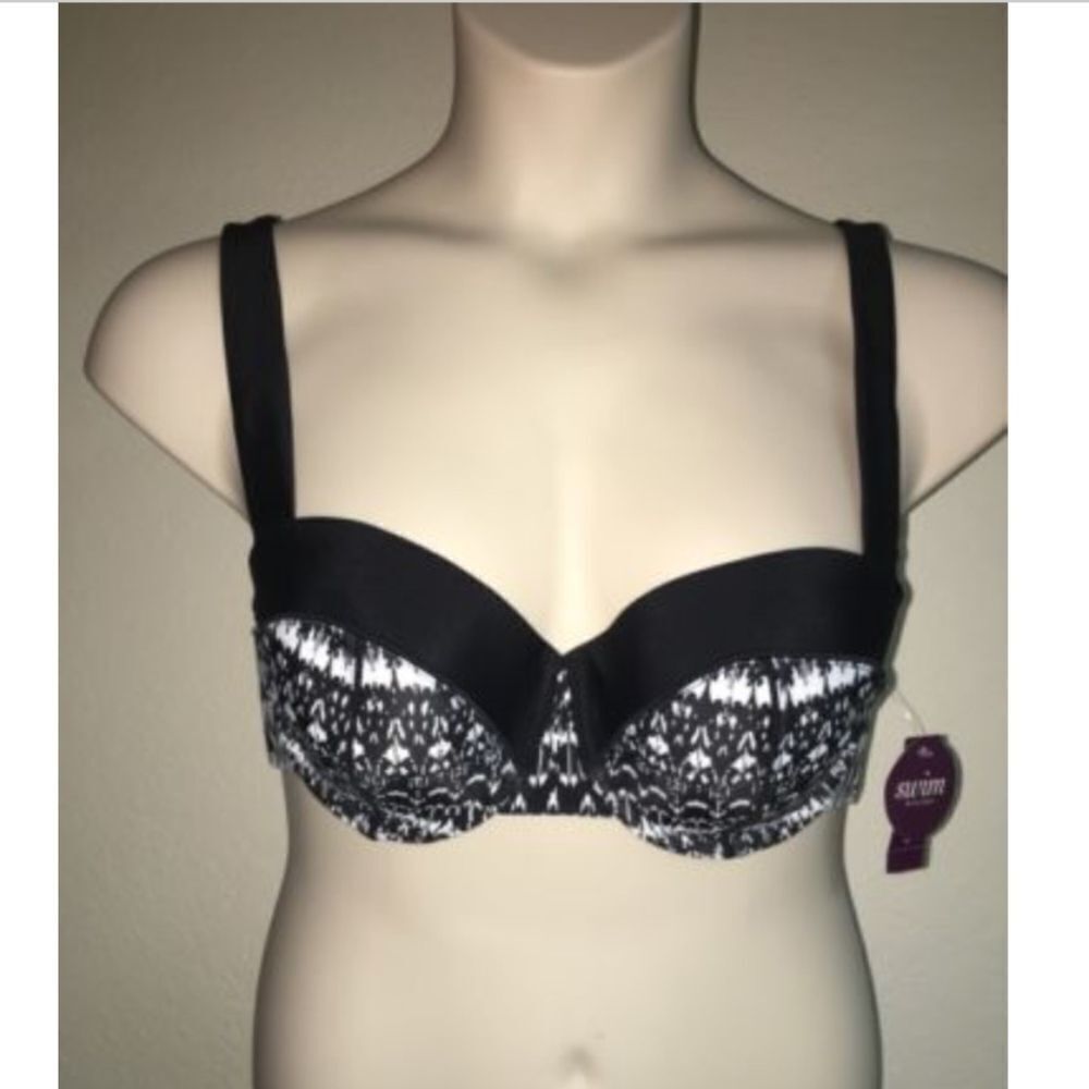 Swim By Cacique Bikini Top 36D Printed Bandeau NWT